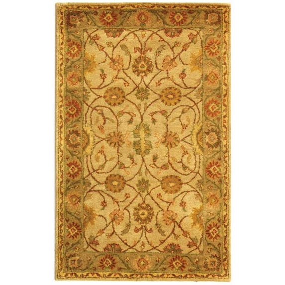 SAFAVIEH Antiquity Domhnall Oriental Wool Area Rug, Ivory/Light Green, 3' x 5'
