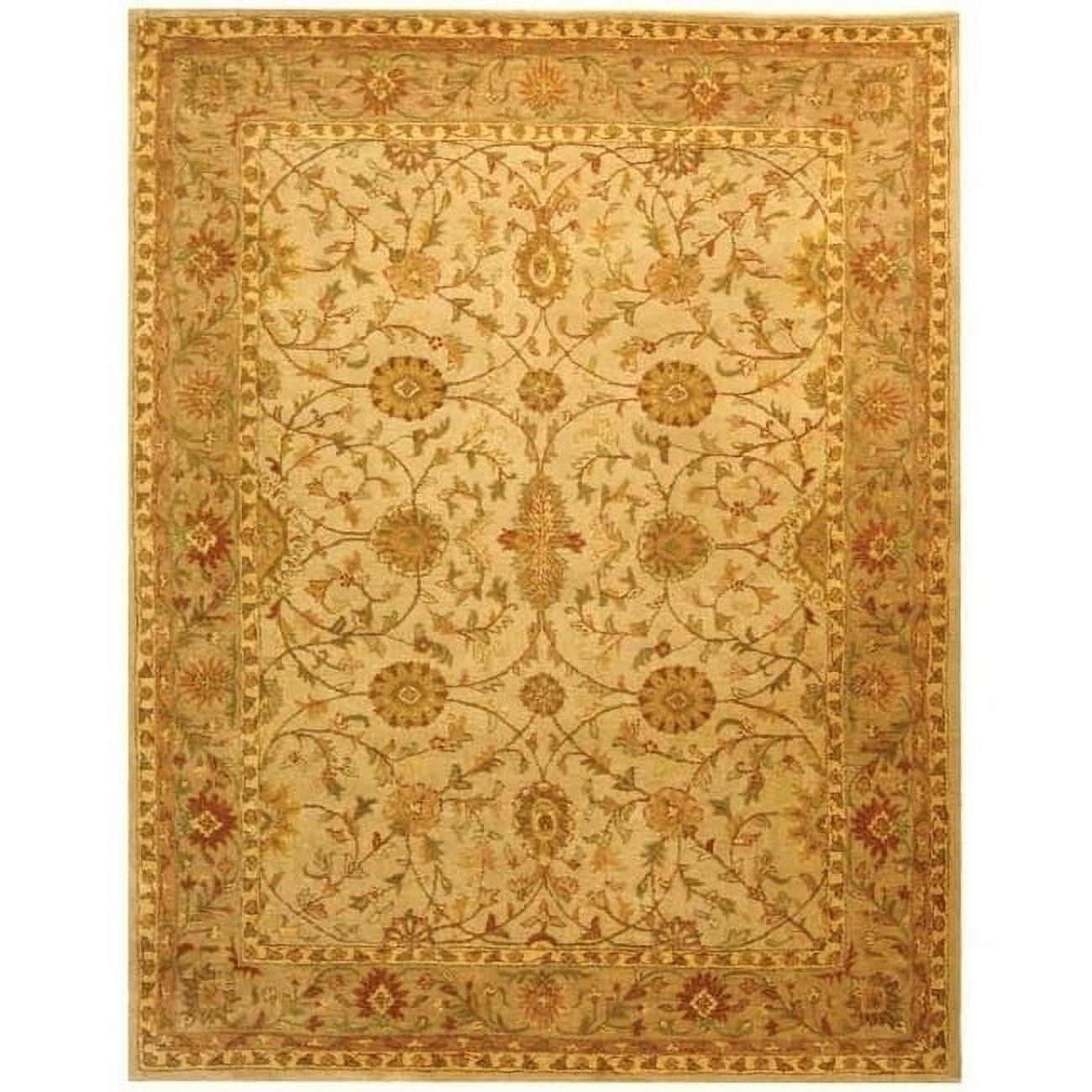 Hand-Tufted Ivory and Light Green Wool Area Rug, 8'3" x 11'