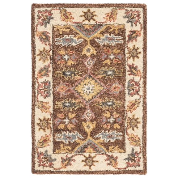 SAFAVIEH Antiquity Donnchad Traditional Wool Area Rug, Dark Brown/Ivory, 2' x 3'