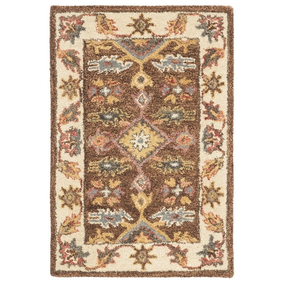 SAFAVIEH Antiquity Donnchad Traditional Wool Area Rug, Dark Brown/Ivory, 2' x 3'