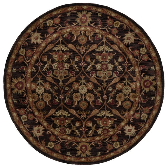 SAFAVIEH Antiquity Francine Oriental Wool Area Rug, Dark Plum/Gold, 3'6" x 3'6" Round