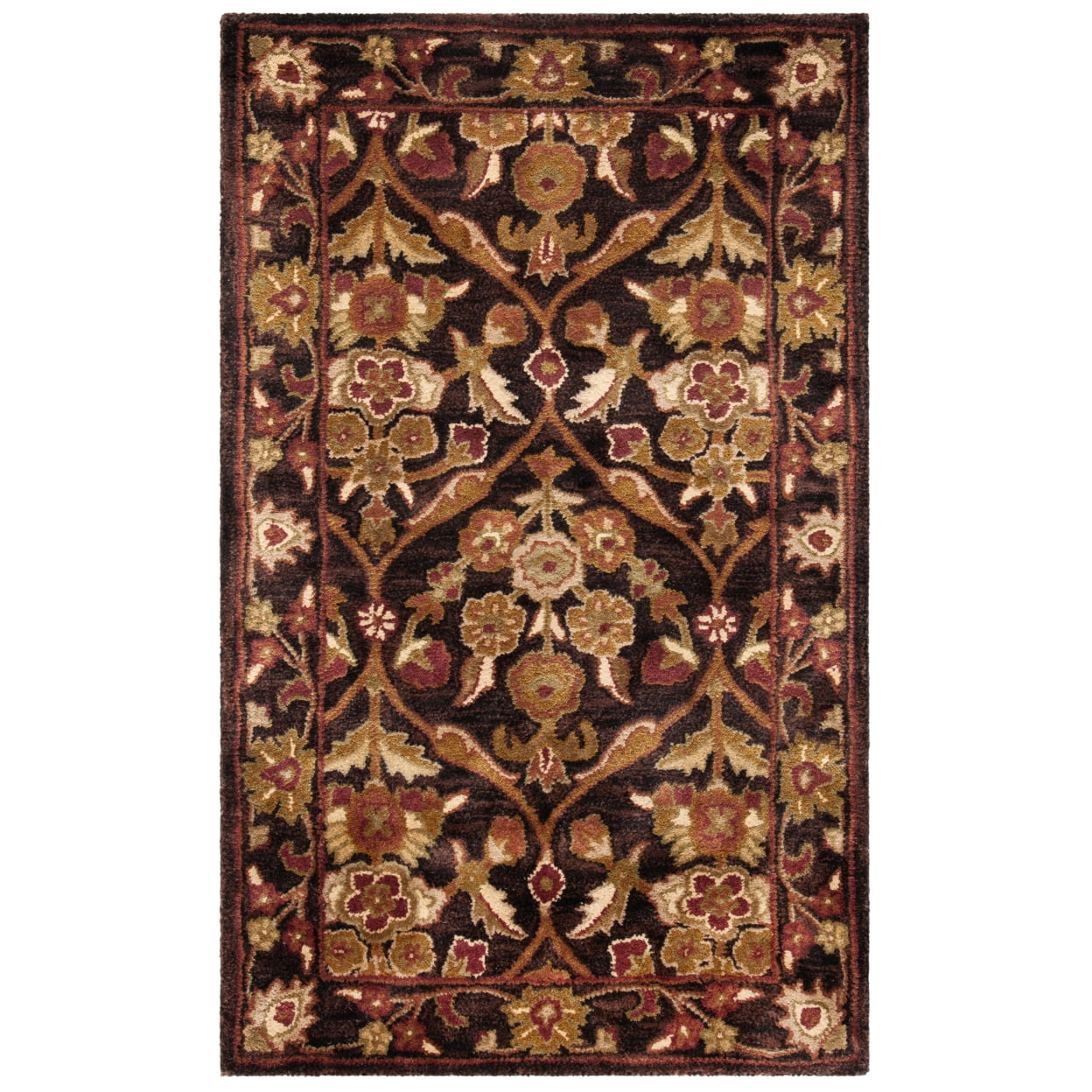 Handmade Dark Plum and Gold Wool Tufted 3' x 5' Area Rug