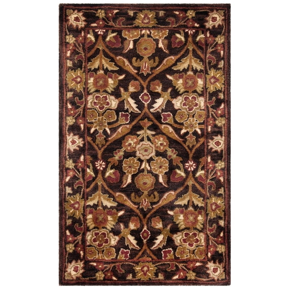 SAFAVIEH Antiquity Francine Oriental Wool Area Rug, Dark Plum/Gold, 3' x 5'