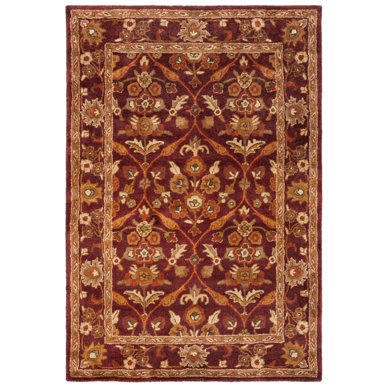 Handmade Wine and Gold Tufted Wool Area Rug