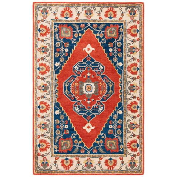 SAFAVIEH Antiquity Franklyn Oriental Wool Area Rug, Rust/Ivory, 3' x 5'