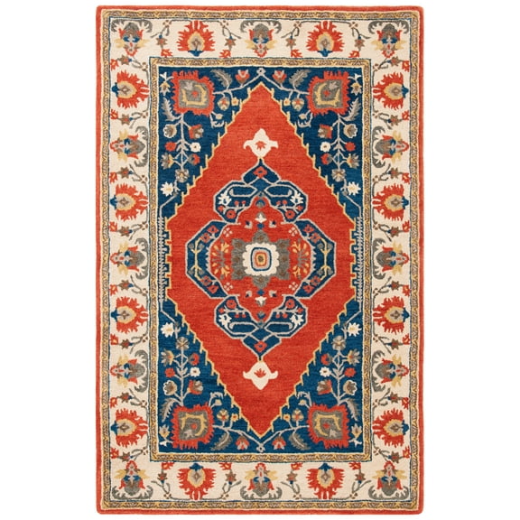 SAFAVIEH Antiquity Franklyn Oriental Wool Area Rug, Rust/Ivory, 6' x 9'