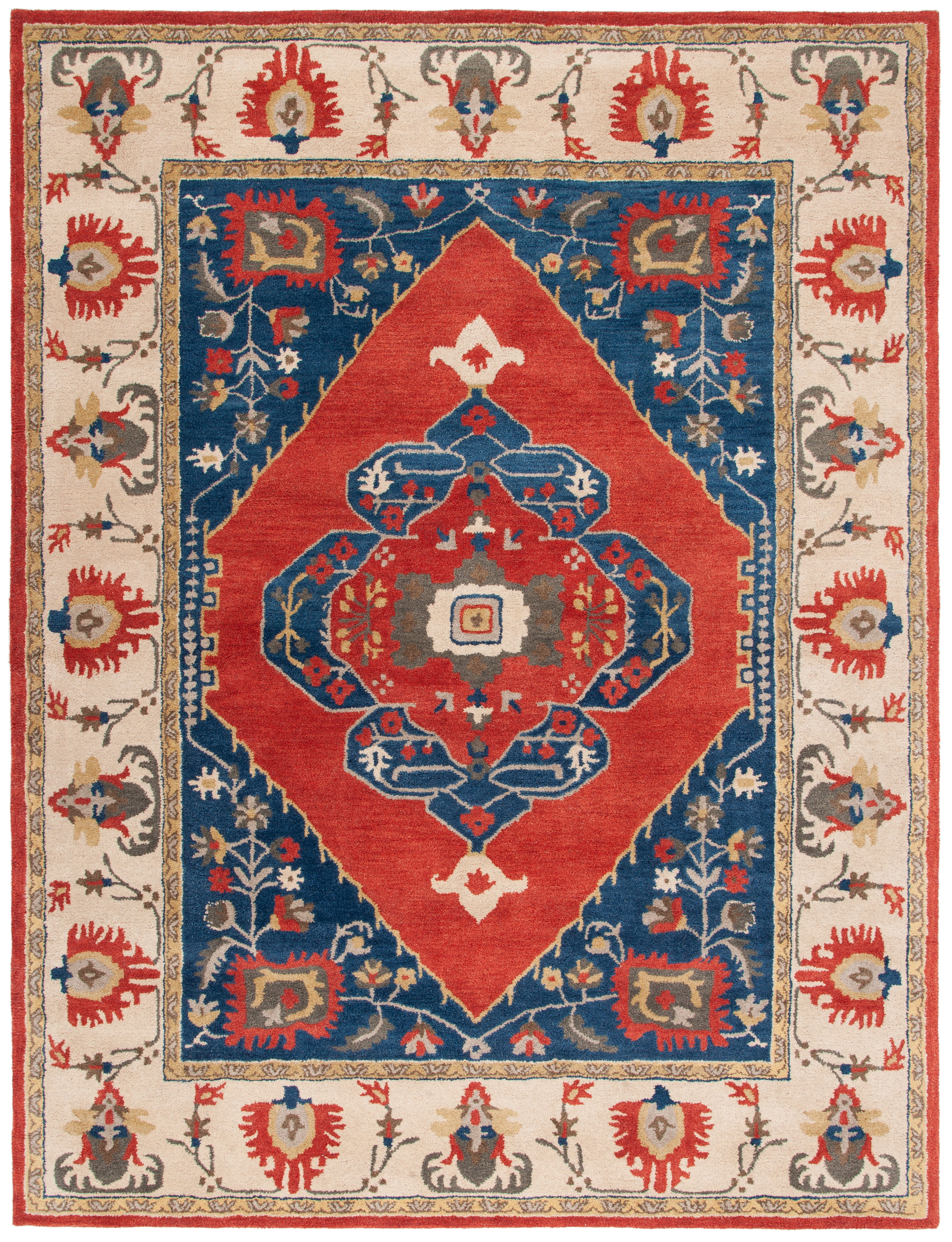 Handmade Ivory and Rust Wool Tufted 8' x 10' Area Rug