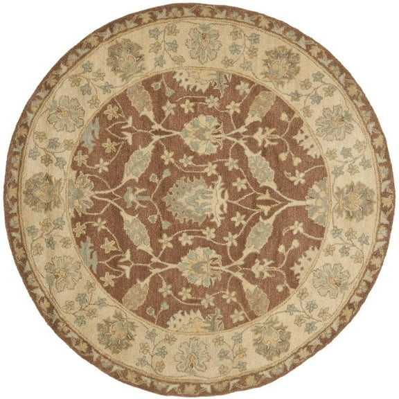 SAFAVIEH Antiquity Gisselle Oriental Wool Area Rug, Brown/Taupe, 3'6" x 3'6" Round