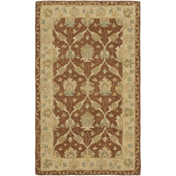 SAFAVIEH Antiquity Gisselle Traditional Floral Wool Area Rug, Brown/Taupe, 3' x 5'