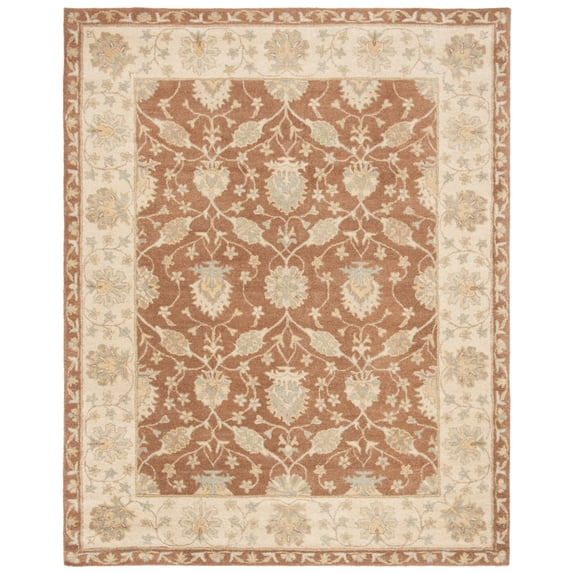 SAFAVIEH Antiquity Gisselle Traditional Floral Wool Area Rug, Brown/Taupe, 4'6" x 6'6" Oval