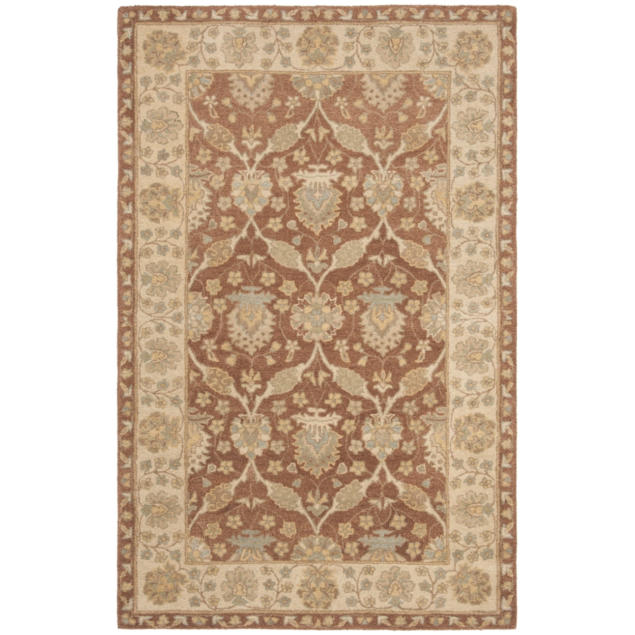 Handmade Brown and Taupe Wool 4' x 6' Area Rug