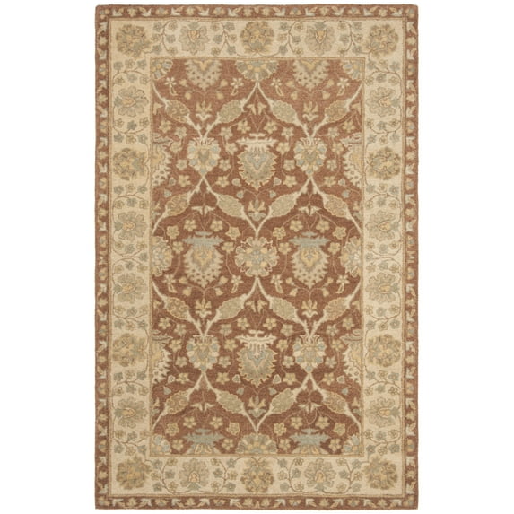 SAFAVIEH Antiquity Gisselle Traditional Floral Wool Area Rug, Brown/Taupe, 4' x 6'