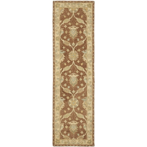 SAFAVIEH Antiquity Gisselle Traditional Floral Wool Runner Rug, Brown/Taupe, 2'3" x 12'