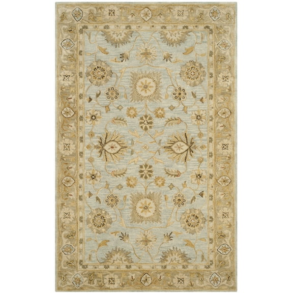 SAFAVIEH Antiquity Ingram Oriental Wool Area Rug, Light Blue/Sage, 6' x 9'