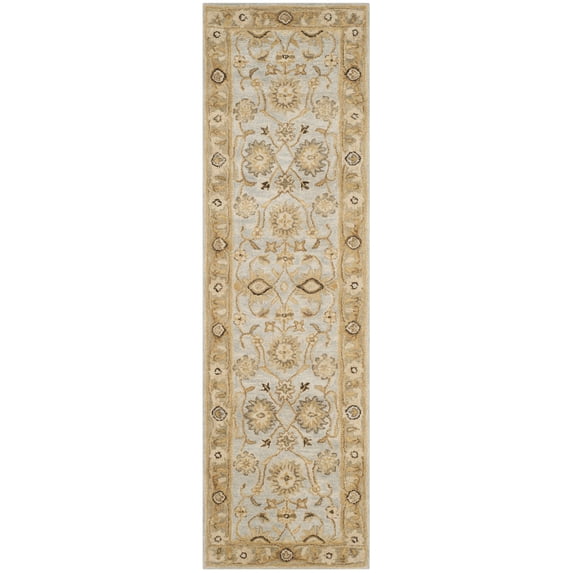 SAFAVIEH Antiquity Ingram Oriental Wool Runner Rug, Light Blue/Sage, 2'3" x 12'