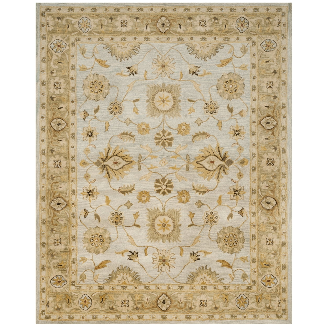 Elysian Light Blue & Beige Hand-Tufted Wool 6' Square Rug