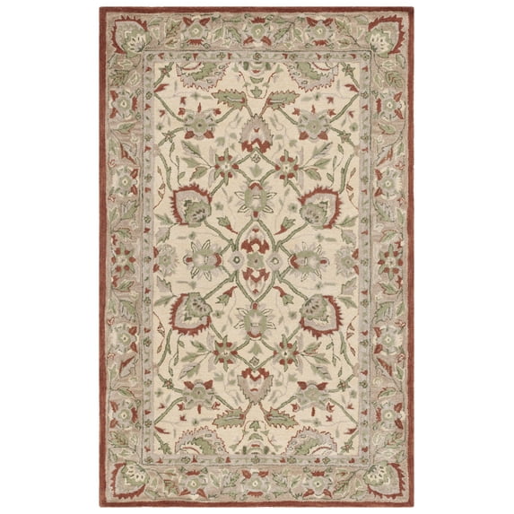 SAFAVIEH Antiquity Jaki Oriental Wool Area Rug, Rust/Ivory, 5' x 8'