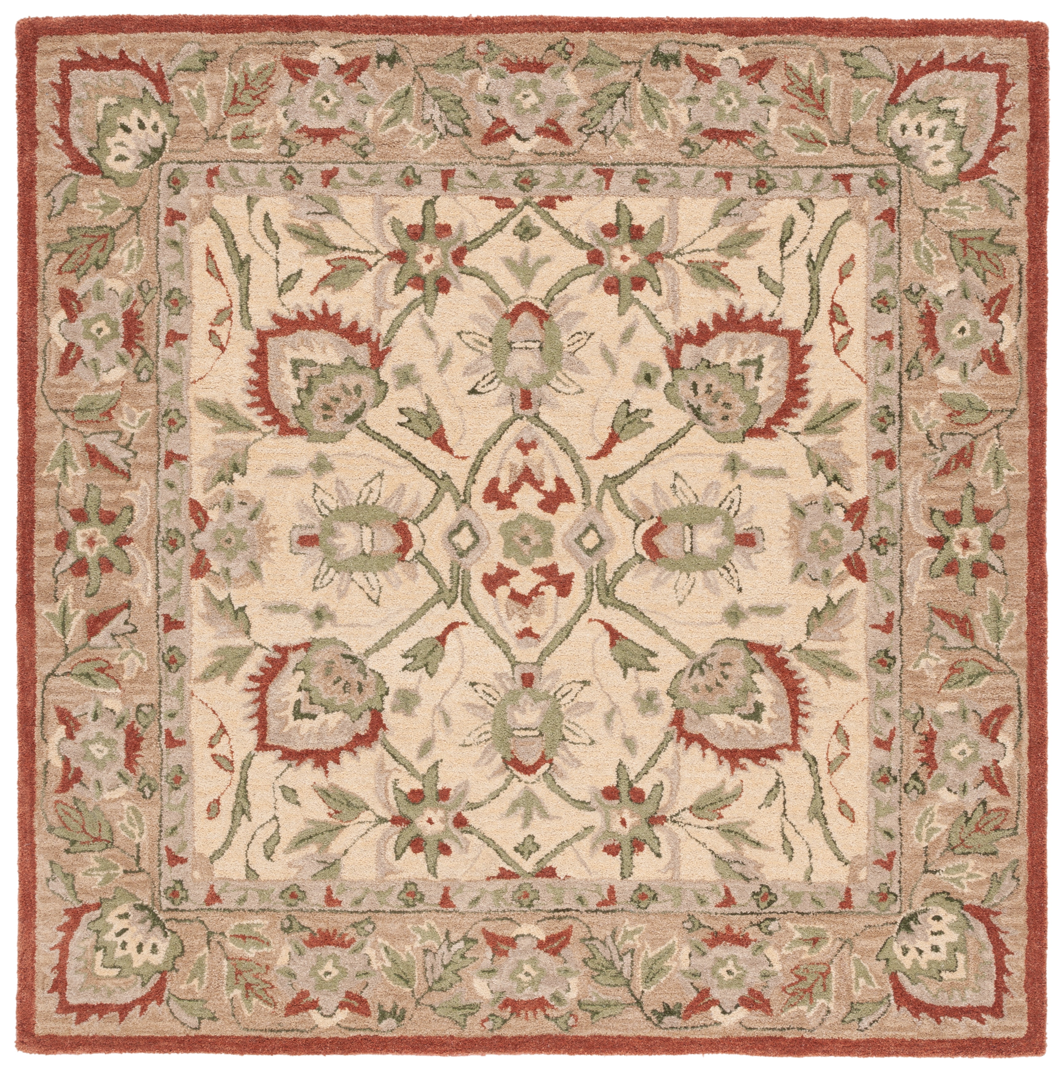 SAFAVIEH Antiquity Jaki Oriental Wool Area Rug, Rust/Ivory, 6' x 6' Square