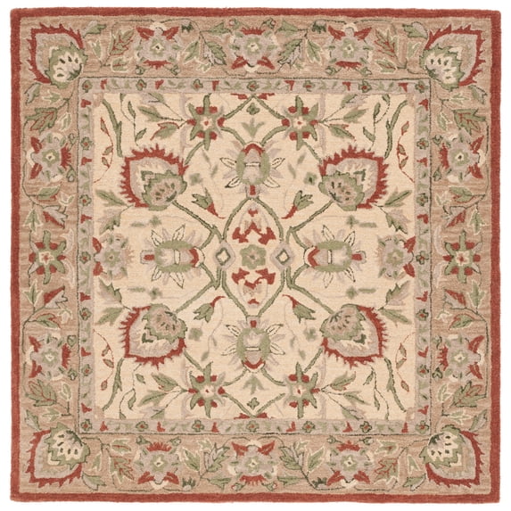 SAFAVIEH Antiquity Jaki Oriental Wool Area Rug, Rust/Ivory, 6' x 6' Square