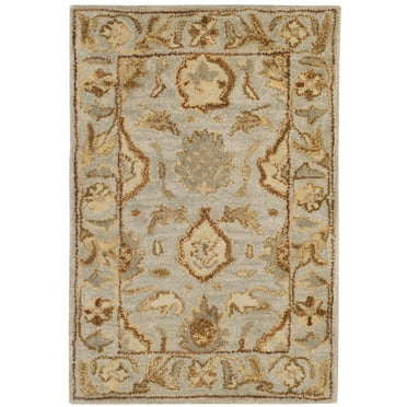 SAFAVIEH Antiquity Joandra Floral Bordered Wool Area Rug, Light Grey, 2' x 3'