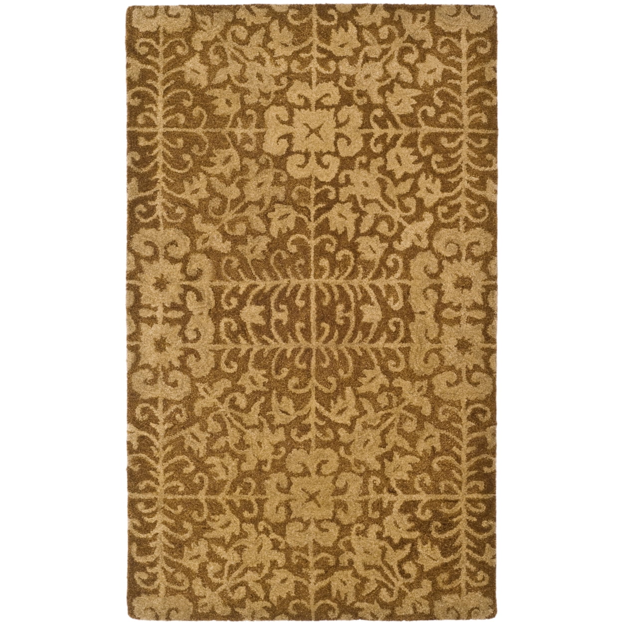 Handmade Tufted Gold and Beige Wool Area Rug 3' x 5'