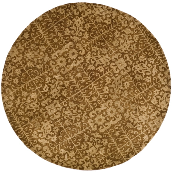 SAFAVIEH Antiquity Katelynn Geometric Wool Area Rug, Gold/Beige, 6' x 6' Round