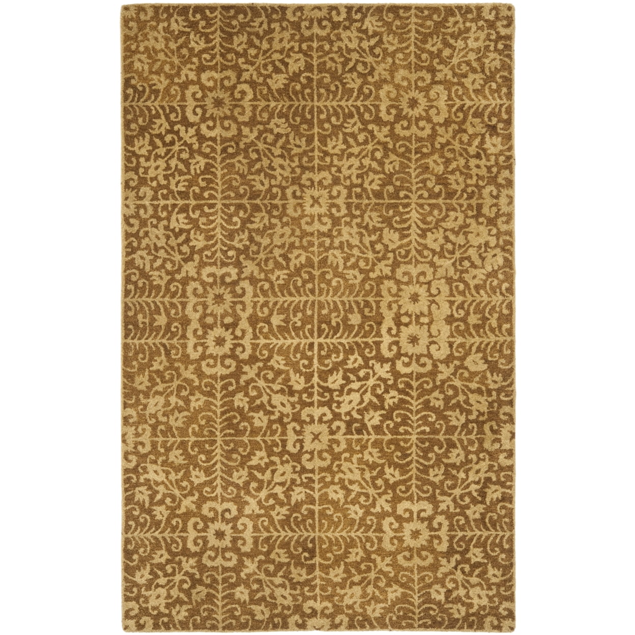 Hand-Tufted Gold and Beige Wool Oval Area Rug 7'6" x 9'6"