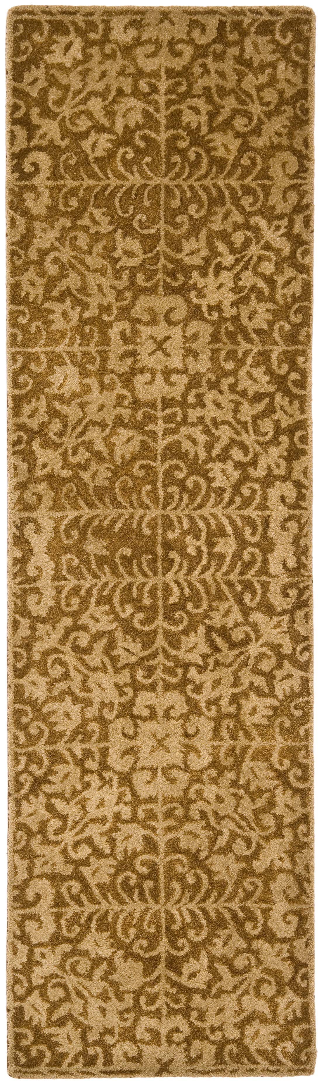 SAFAVIEH Antiquity Katelynn Geometric Wool Runner Rug, Gold/Beige, 2'3" x 12'