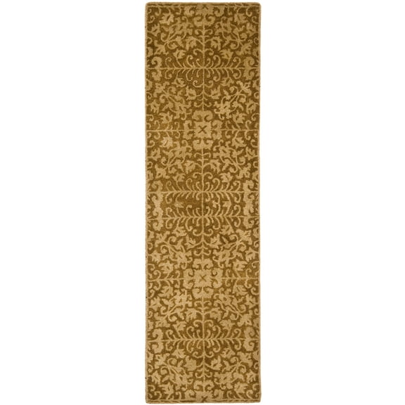 SAFAVIEH Antiquity Katelynn Geometric Wool Runner Rug, Gold/Beige, 2'3" x 12'