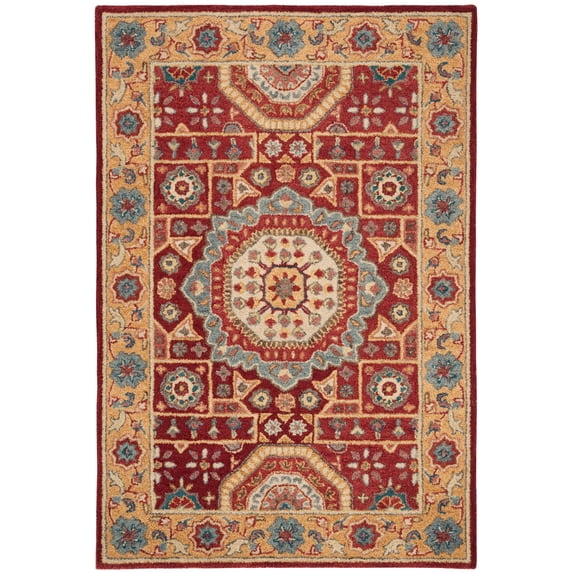 SAFAVIEH Antiquity Kynaston Traditional Wool Area Rug, Red/Orange, 3' x 5'