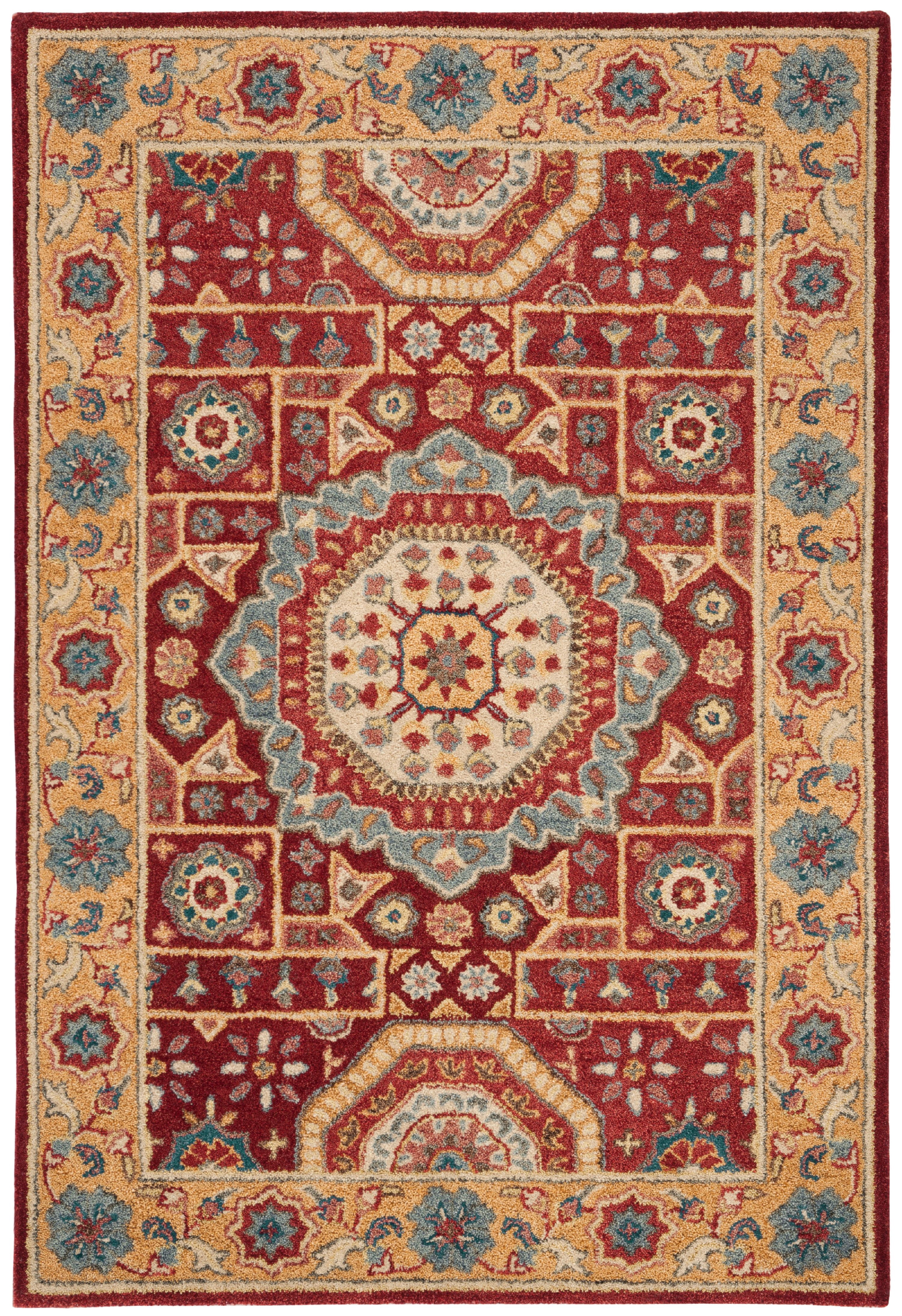 SAFAVIEH Antiquity Kynaston Traditional Wool Area Rug, Red/Orange, 4' x 6'