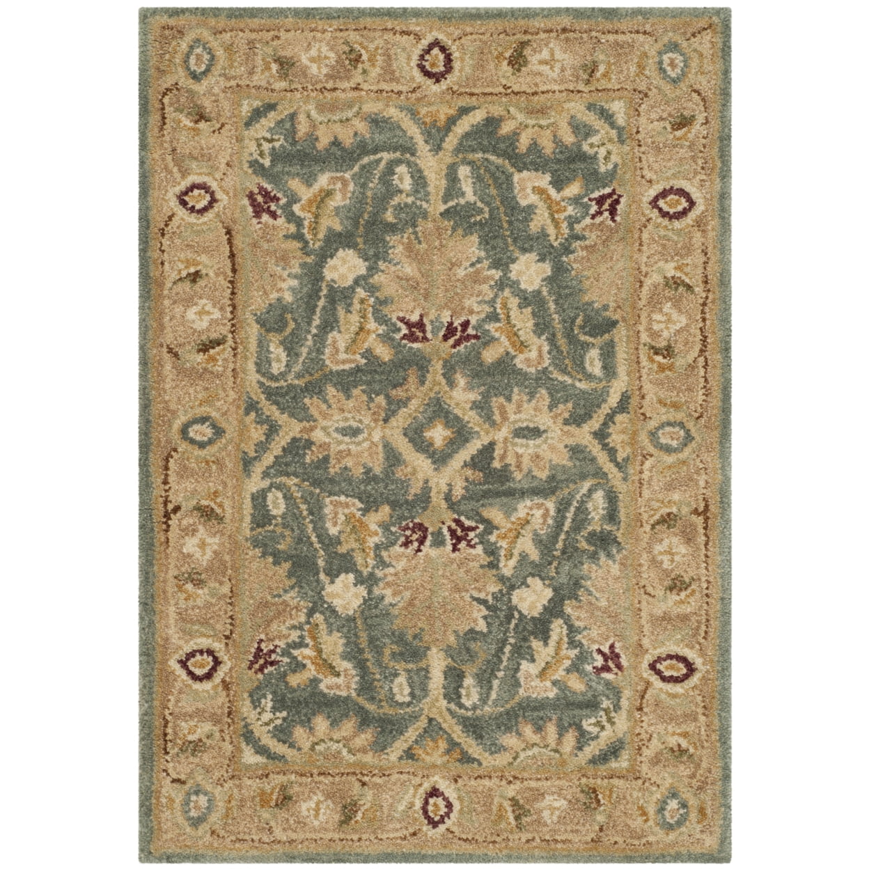 SAFAVIEH Antiquity Lagrange Floral Bordered Wool Area Rug, Teal Blue