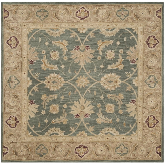 SAFAVIEH Antiquity Lagrange Oriental Wool Area Rug, Teal Blue/Taupe, 6' x 6' Square