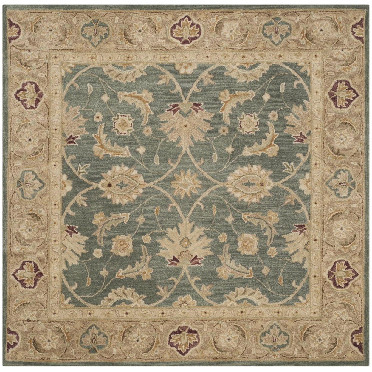 Handmade Teal Blue Wool 6' Square Tufted Area Rug