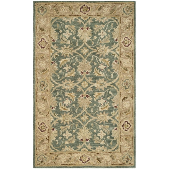 SAFAVIEH Antiquity Lagrange Oriental Wool Area Rug, Teal Blue/Taupe, 3' x 5'