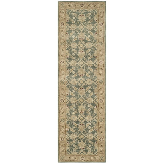 SAFAVIEH Antiquity Lagrange Oriental Wool Runner Rug, Teal Blue/Taupe, 2'3" x 8'