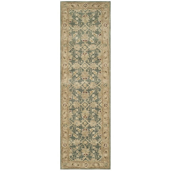 SAFAVIEH Antiquity Lagrange Oriental Wool Runner Rug, Teal Blue/Taupe, 2'3" x 8'
