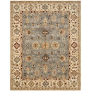 SAFAVIEH Antiquity Langston Floral Bordered Wool Area Rug, Blue/Ivory, 6' x 6' Round