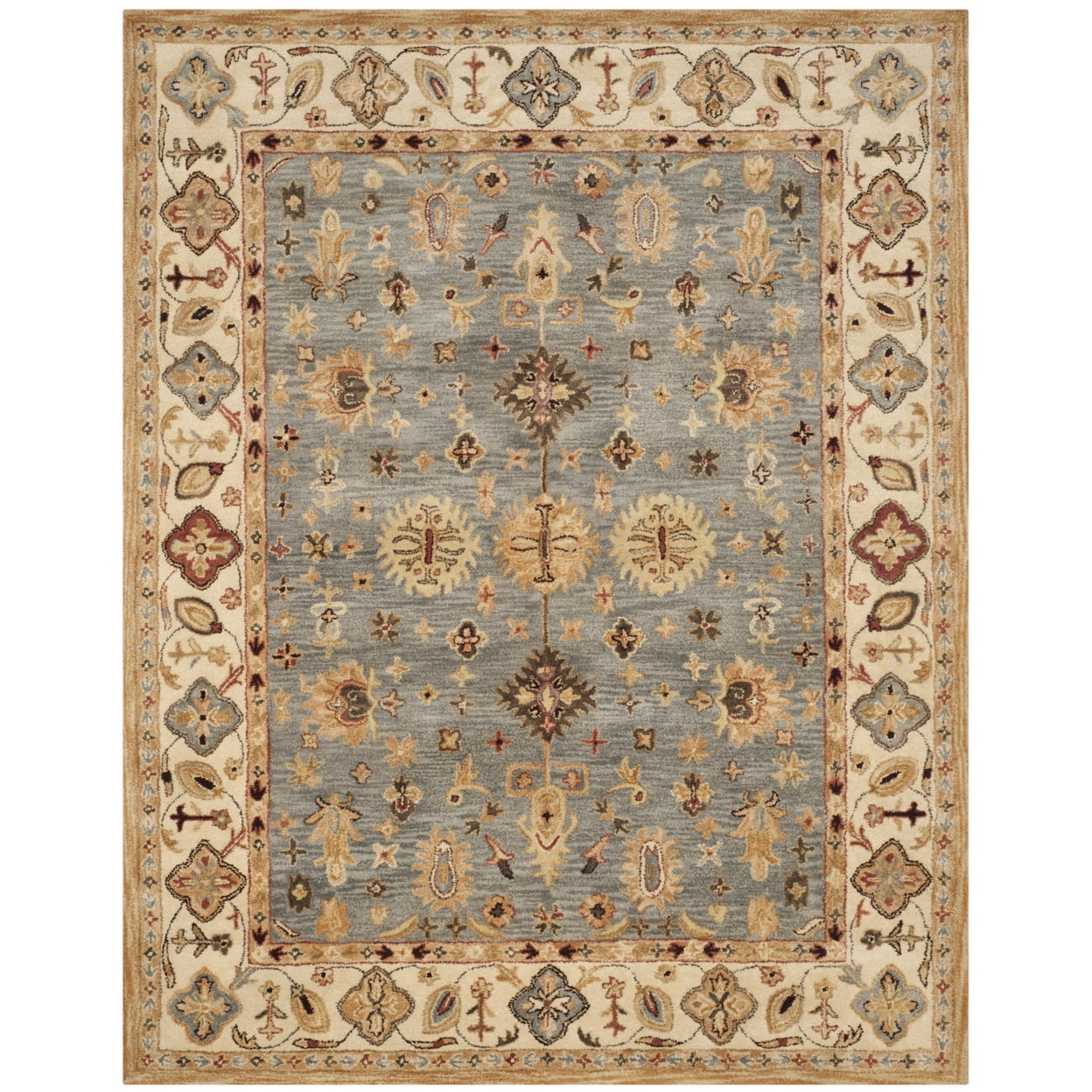 Handmade Elegance Blue Wool Rectangular Tufted Area Rug