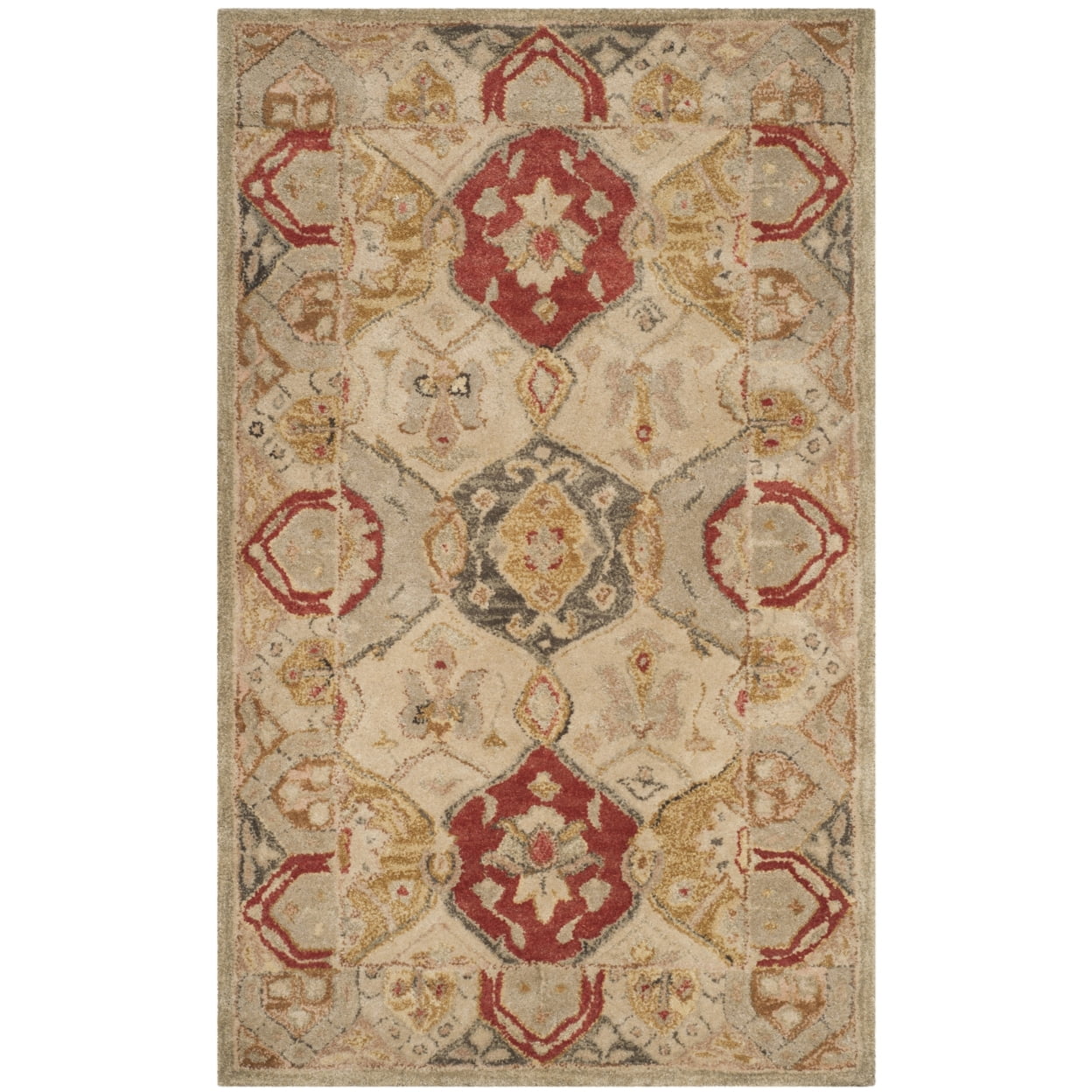 Antiquity Beige and Red Hand Tufted Wool Rug