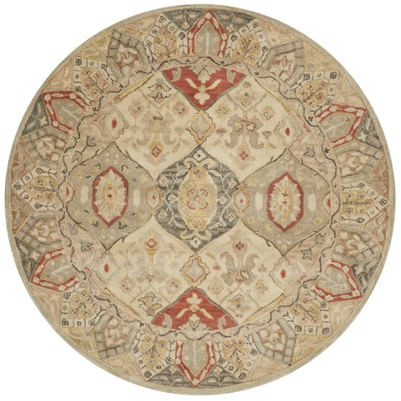 SAFAVIEH Antiquity Lennox Bordered Wool Area Rug, Beige/Multi, 6' x 6' Round