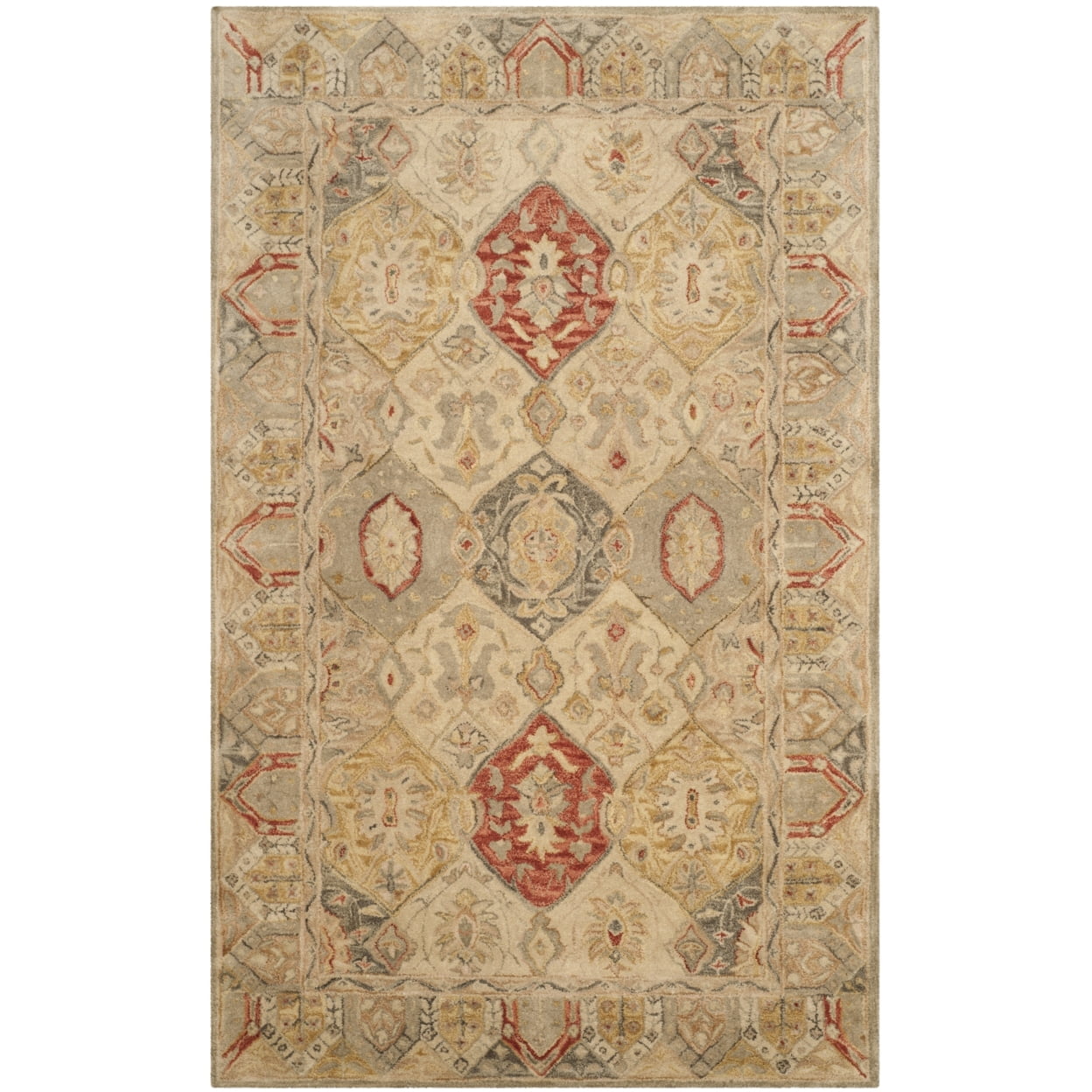 Antiquity Persian Style Red and Nude Wool Area Rug