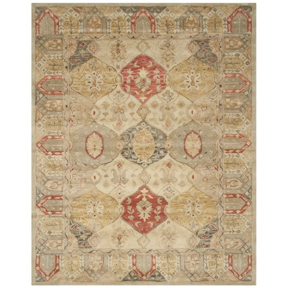 SAFAVIEH Antiquity Lennox Bordered Wool Area Rug, Beige/Multi, 9'6" x 13'6"
