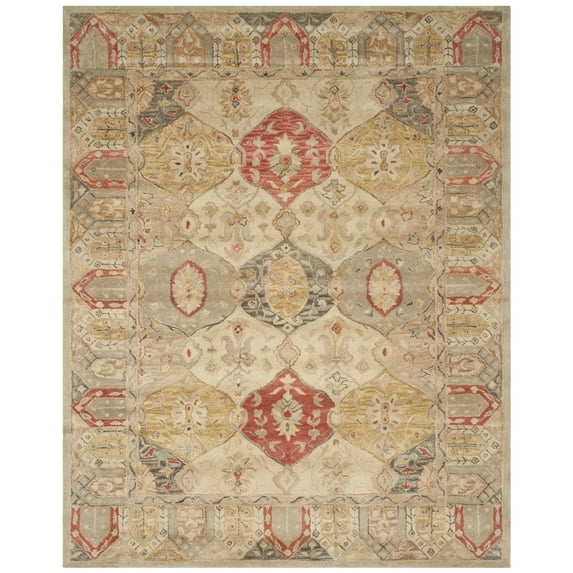 SAFAVIEH Antiquity Lennox Bordered Wool Area Rug, Beige/Multi, 9'6" x 13'6"