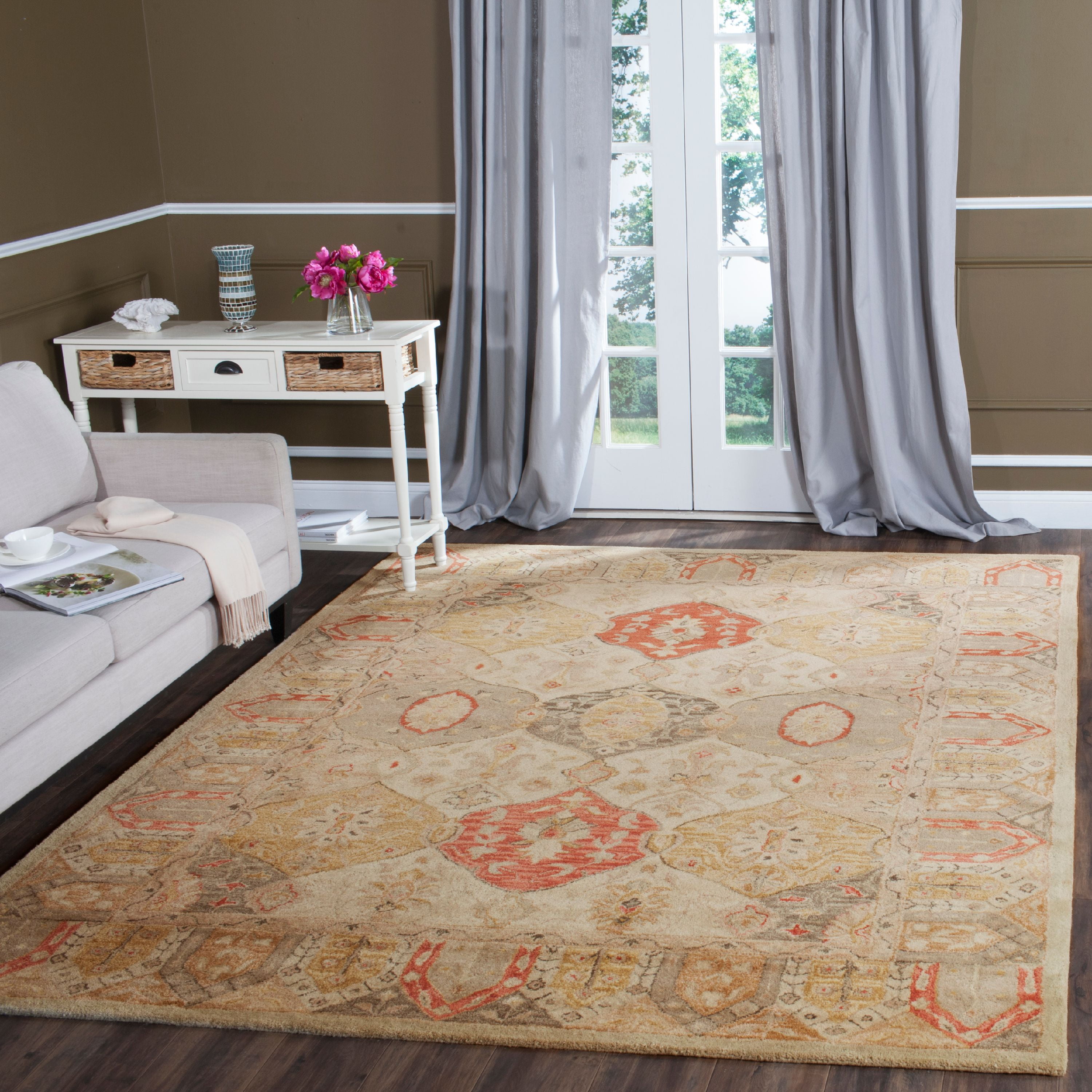 Antiquity Beige and Red Hand Tufted Wool Area Rug