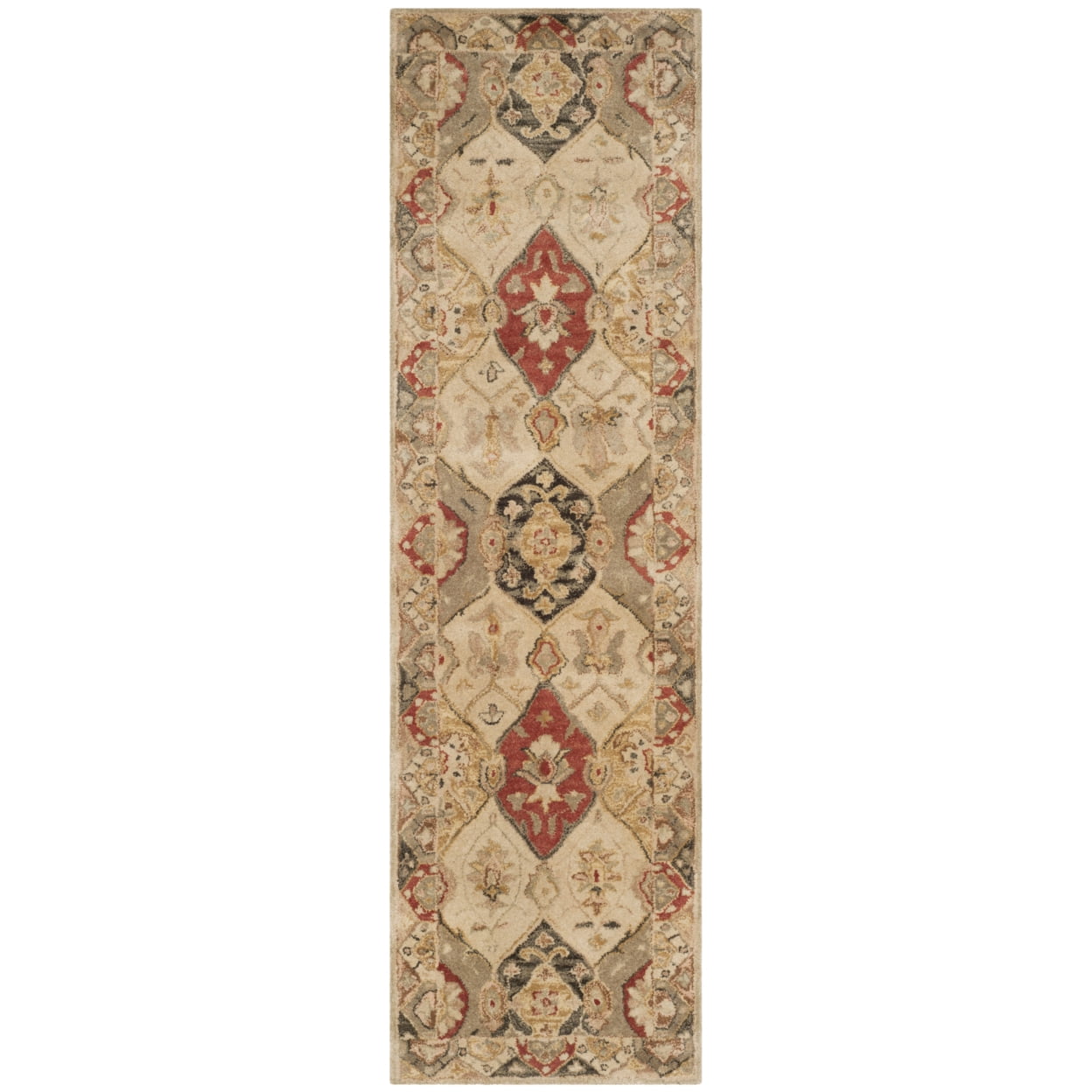 Antiquity Hand-Tufted Red and Beige Wool Runner Rug