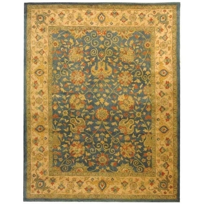 Elegant Antiquity Blue Wool 4' x 6' Hand-Tufted Area Rug