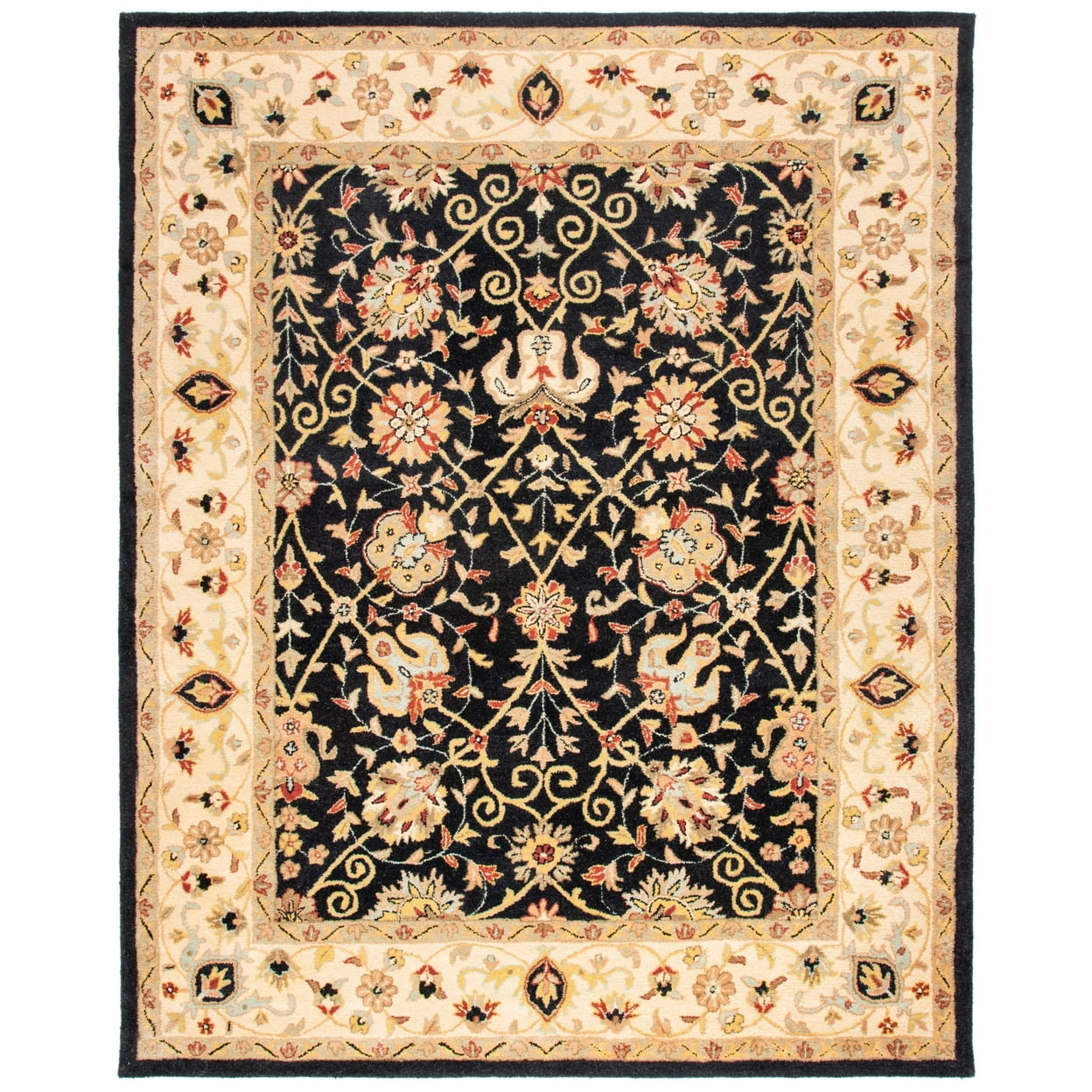 Antiquity Black and Gold Handmade Wool Area Rug 4' x 6'