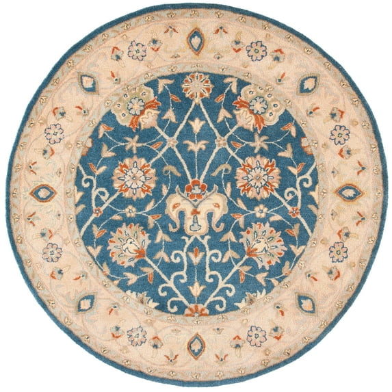 SAFAVIEH Antiquity Lilibeth Oriental Wool Area Rug, Blue, 6' x 6' Round