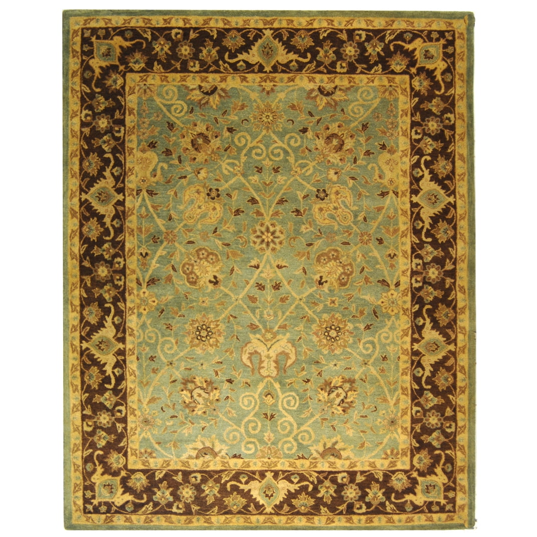 Handmade Heirloom Green & Brown Wool 6' x 9' Tufted Area Rug